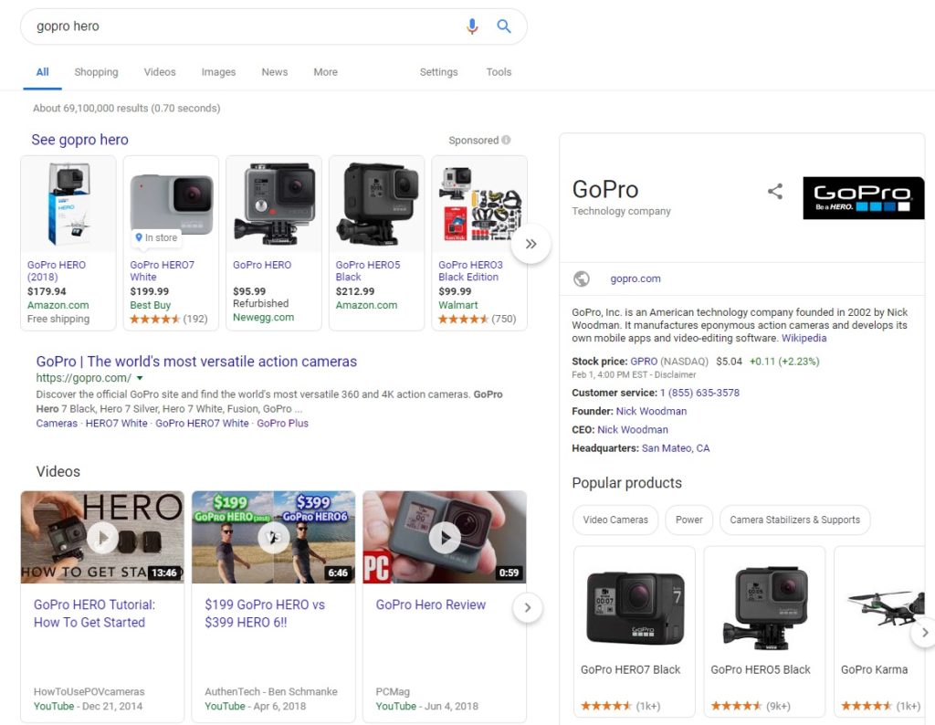 gopro hero google search results